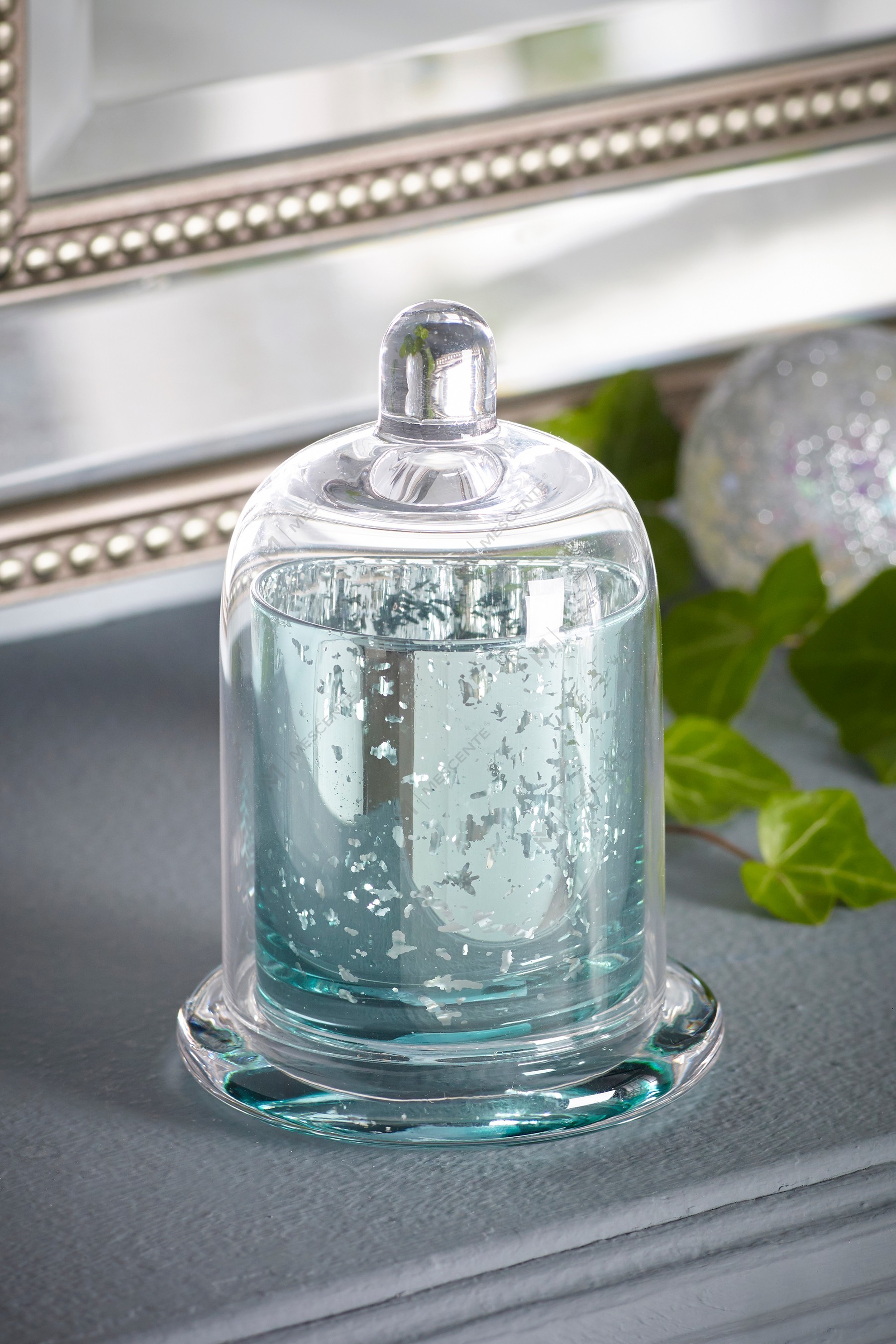 Mescente Luxo Prata Tampa Cúpula Porta-velas Perfumadas Frascos com Cúpula de Vidro