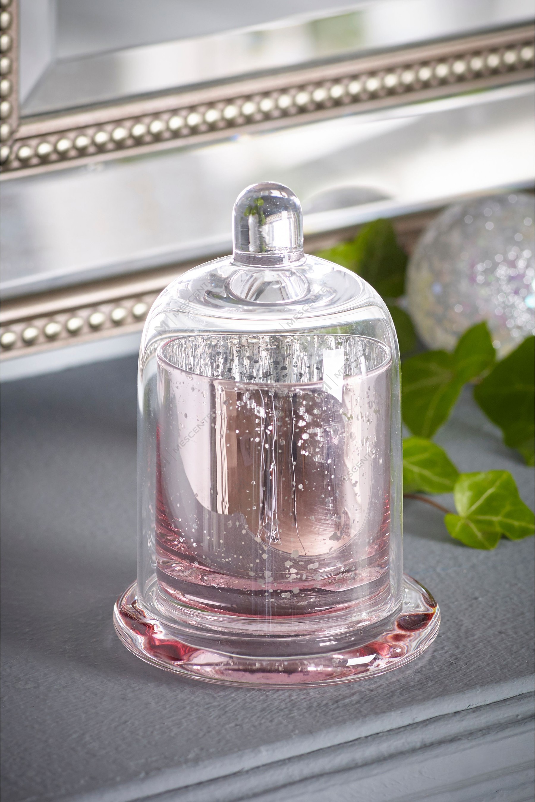 Mescente Luxo Prata Tampa Cúpula Porta-velas Perfumadas Frascos com Cúpula de Vidro