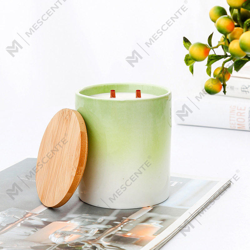 Velas perfumadas personalizadas para decoração de casa de marca própria M&Scent em potes de velas de cerâmica