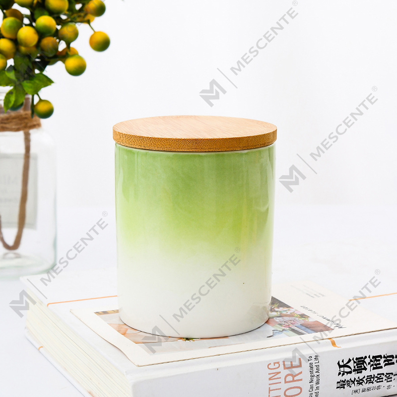 Velas perfumadas personalizadas para decoração de casa de marca própria M&Scent em potes de velas de cerâmica