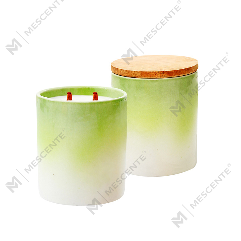 Velas perfumadas personalizadas para decoração de casa de marca própria M&Scent em potes de velas de cerâmica