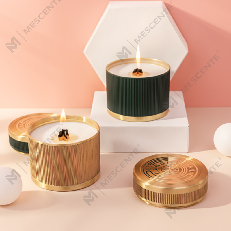 Velas de cera de soja perfumadas com pavio de madeira de marca própria personalizada de luxo Citta com flores secas