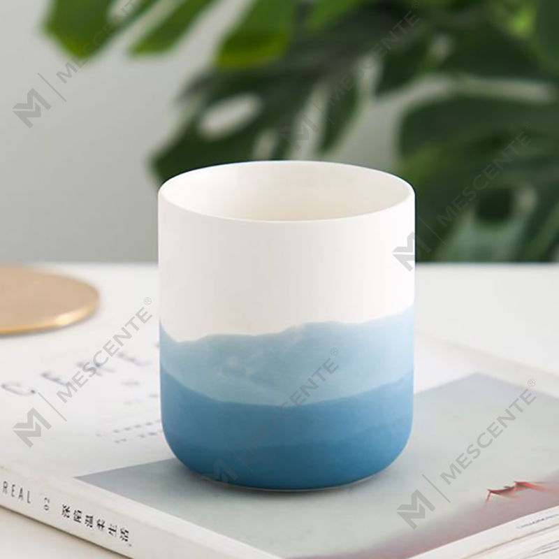 M&Scent Decorrative Cerâmica Azul e Branco Vaso Taper Tealight Suporte para velas, lanternas e potes de velas