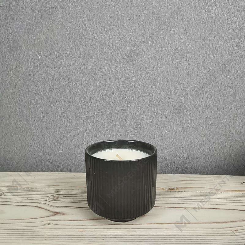 M&Scent Atacado de cerâmica de luxo vazia quadrada preta fosca exclusiva potes de velas âmbar com tampas de madeira