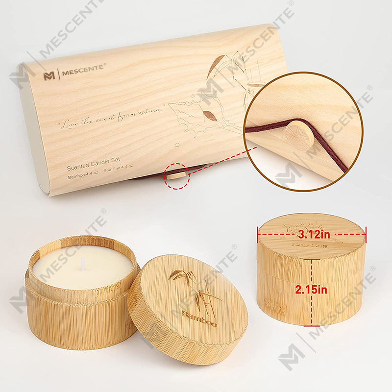 Velas cheirosas de bambu e sal marinho para casa, conjunto de velas orgânicas de cera de soja com aroma