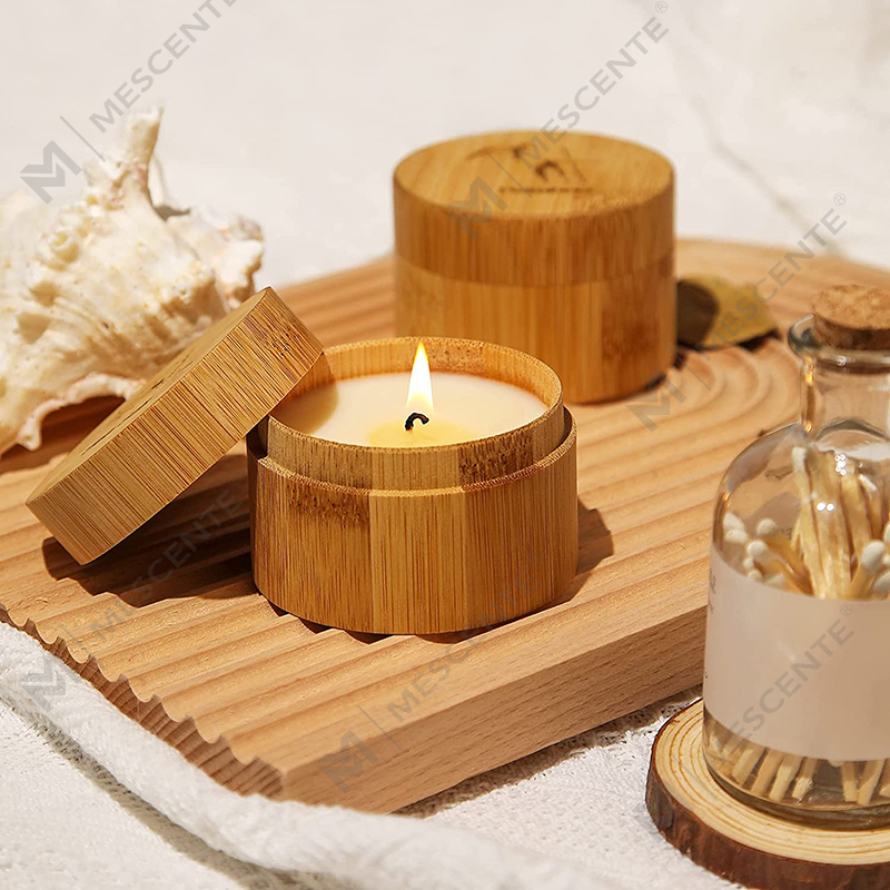 Velas cheirosas de bambu e sal marinho para casa, conjunto de velas orgânicas de cera de soja com aroma