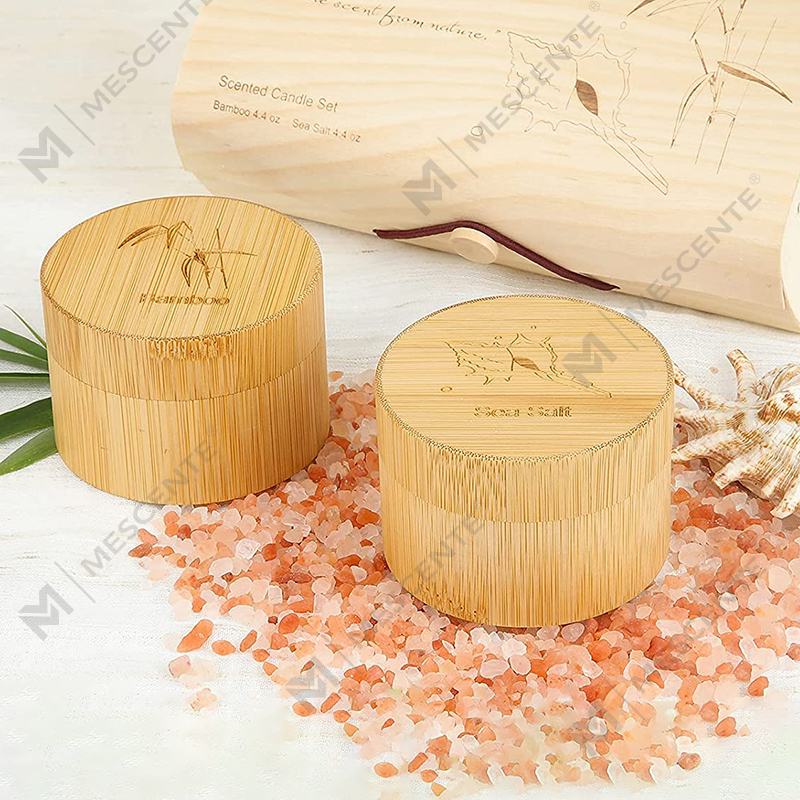 Velas cheirosas de bambu e sal marinho para casa, conjunto de velas orgânicas de cera de soja com aroma