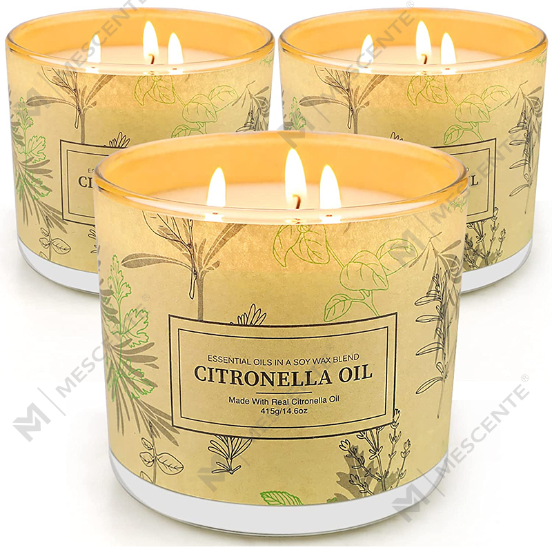 Conjuntos de velas de óleo de citronela de aromaterapia perfumada de longa duração com 3 pavios para casa, jardim, pátio, varanda