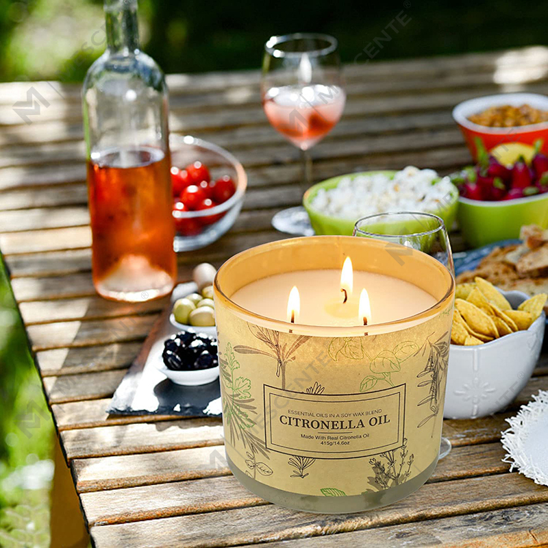 Conjuntos de velas de óleo de citronela de aromaterapia perfumada de longa duração com 3 pavios para casa, jardim, pátio, varanda