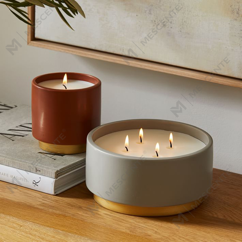 Decoração de casa de velas perfumadas de marca própria, vela perfumada artesanal de 4 pavios com cristais