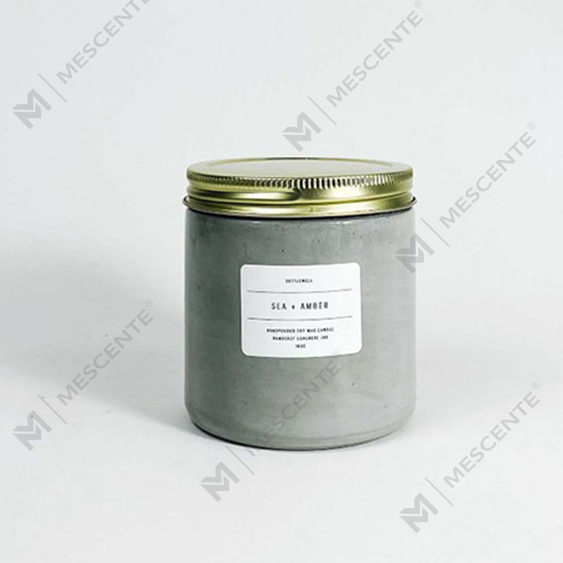 Vela perfumada de jarra de concreto branca personalizada com tampa
