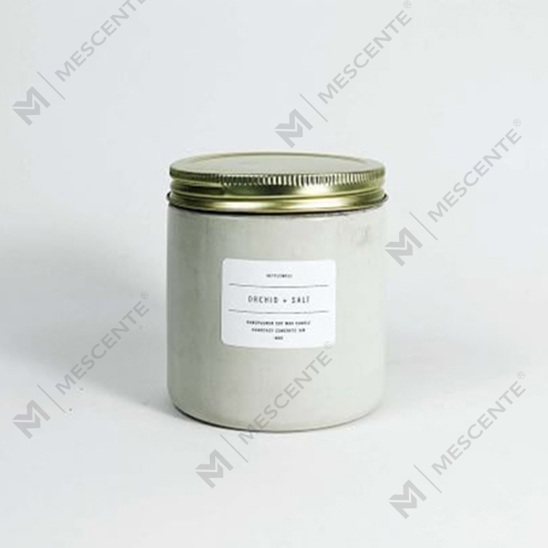 Vela perfumada de jarra de concreto branca personalizada com tampa