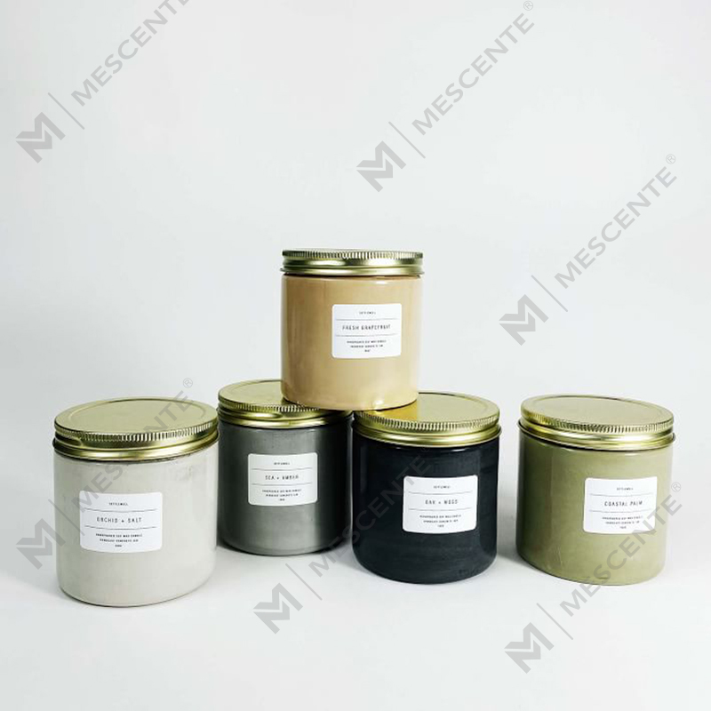 Vela perfumada de jarra de concreto branca personalizada com tampa