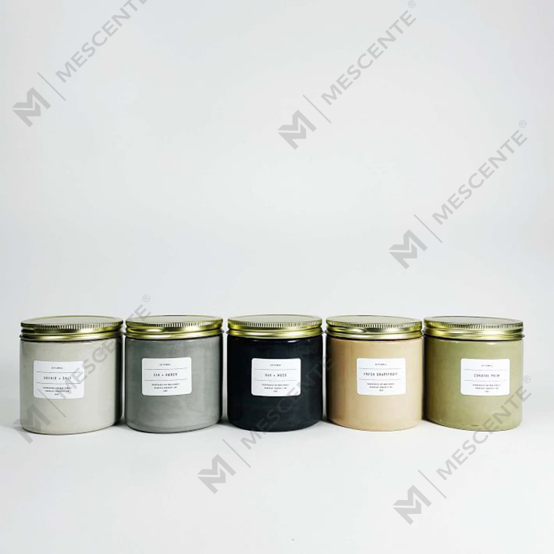 Vela perfumada de jarra de concreto branca personalizada com tampa