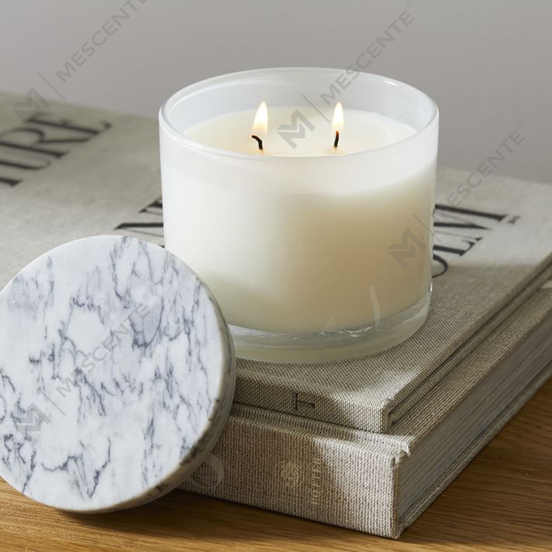 Atacado Low Moq Luxury Unlabeled 2 Wick Vitrina Vela com tampa de mármore