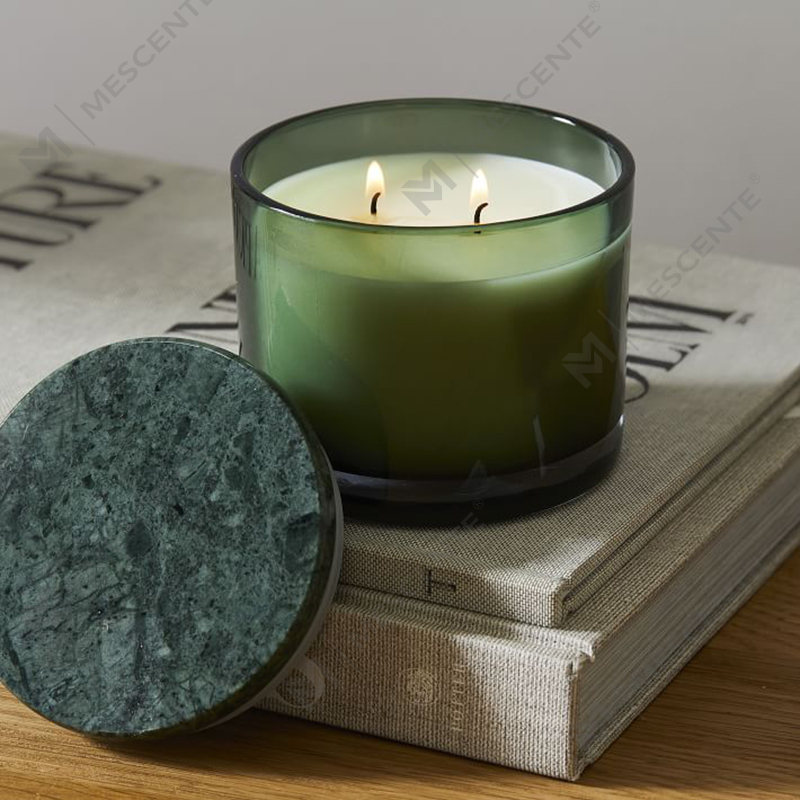 Atacado Low Moq Luxury Unlabeled 2 Wick Vitrina Vela com tampa de mármore