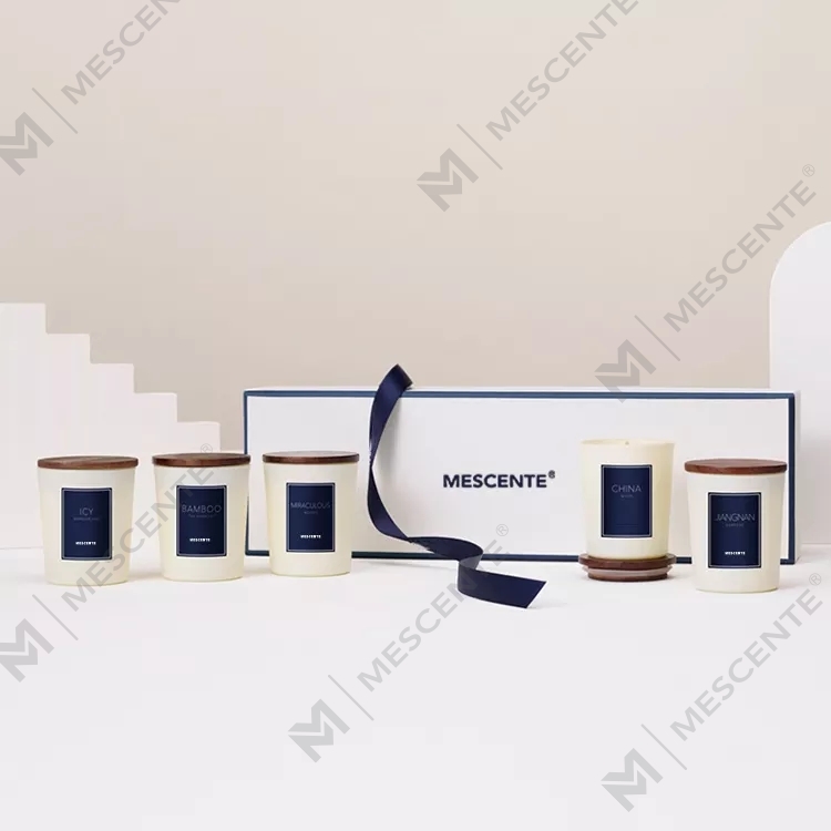 Velas perfumadas de óleo de fragrância de marca própria M&scent de luxo com tampa, vela de aromaterapia