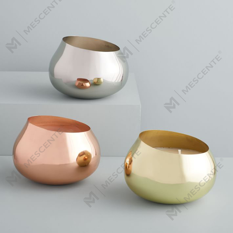 Velas perfumadas redondas de metal angular de marca própria de luxo em cores no atacado
