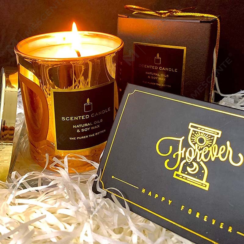 Novo luxuoso altamente forte perfumado soja natural ouro metal tampado rosa ouro frasco de vidro relaxante vela aromaterapia