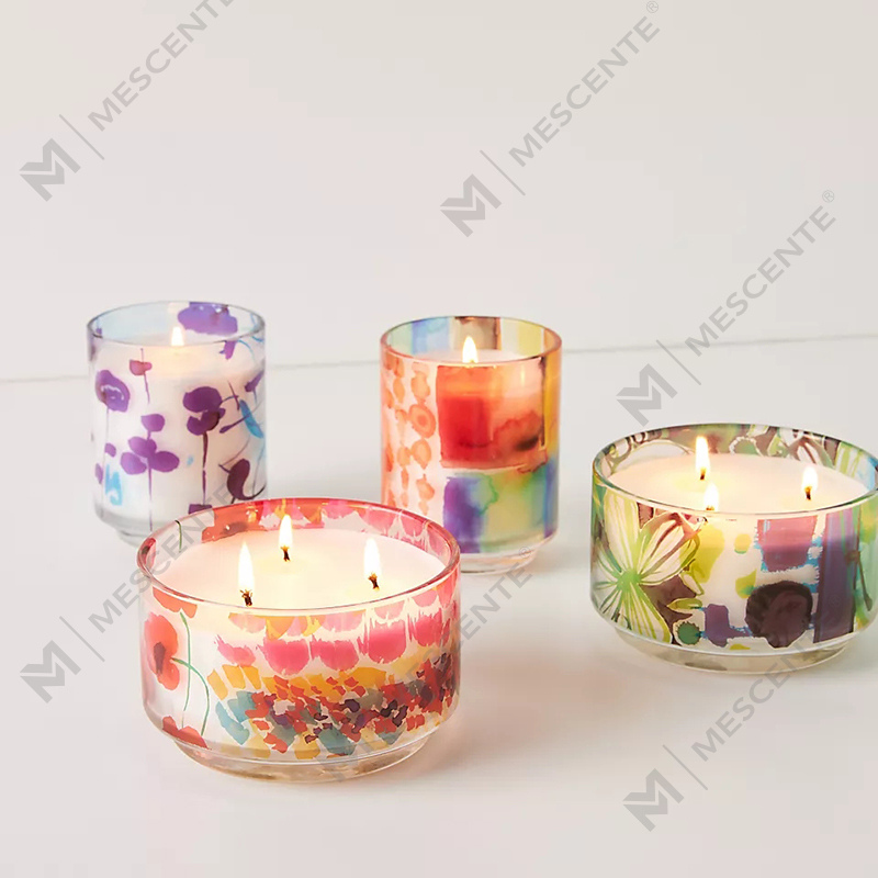 M&Scent Luxo Decoração Personalizada Marca Própria 3 Wick A Sunday Painter Vidro Cristal Velas de Cera de Soja Perfumadas
