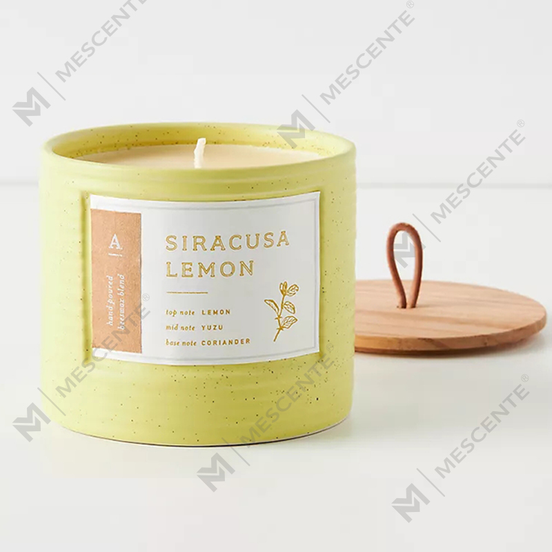 Frascos de cerâmica colorida de marca própria M&Scent Velas chiques de cera de soja perfumada
