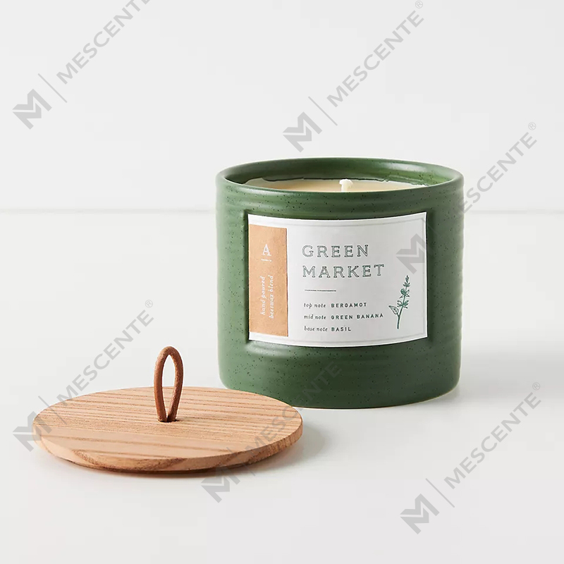 Frascos de cerâmica colorida de marca própria M&Scent Velas chiques de cera de soja perfumada