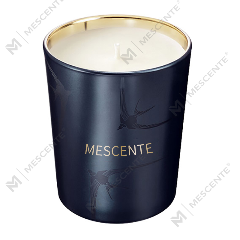 M&Scent Suporte de vidro de luxo feito à mão Pilar Vela perfumada de baunilha com cristais