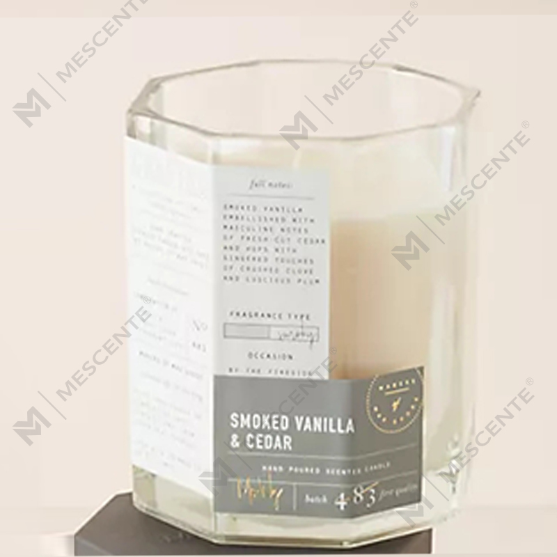 M&Scent tampa de madeira de luxo personalizada, pavio de algodão, vaso de vidro, mistura de cera de soja, vela de vidro trabalhada outonal
