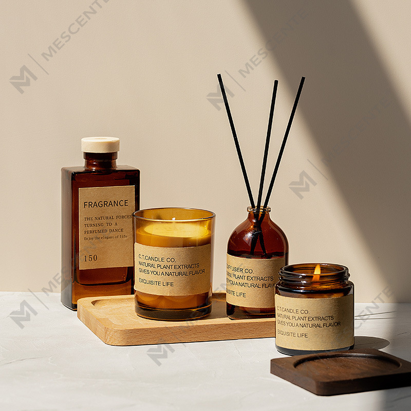 Difusor de palheta para casa com decoração de luxo M&Scent e conjunto de velas perfumadas com embalagem em caixa