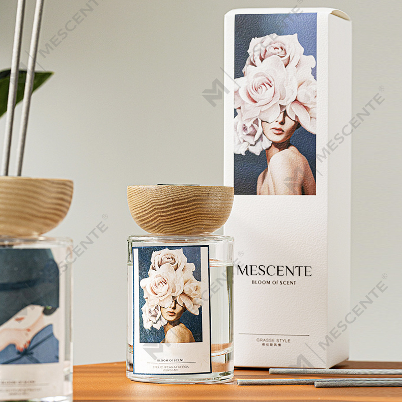 M&Scent atacado conjuntos de difusores de palheta de garrafa de vidro de marca própria com rolha