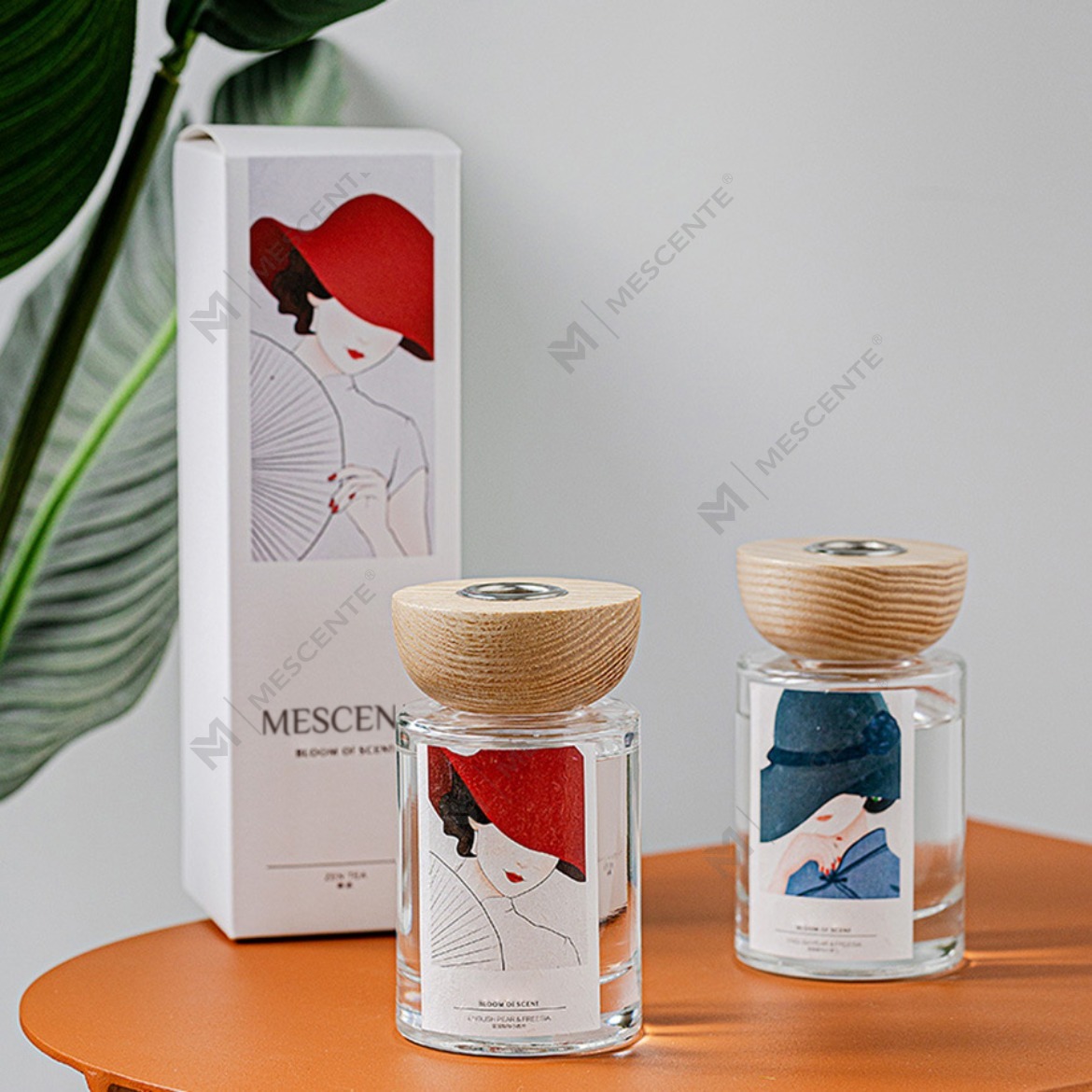 M&Scent atacado conjuntos de difusores de palheta de garrafa de vidro de marca própria com rolha